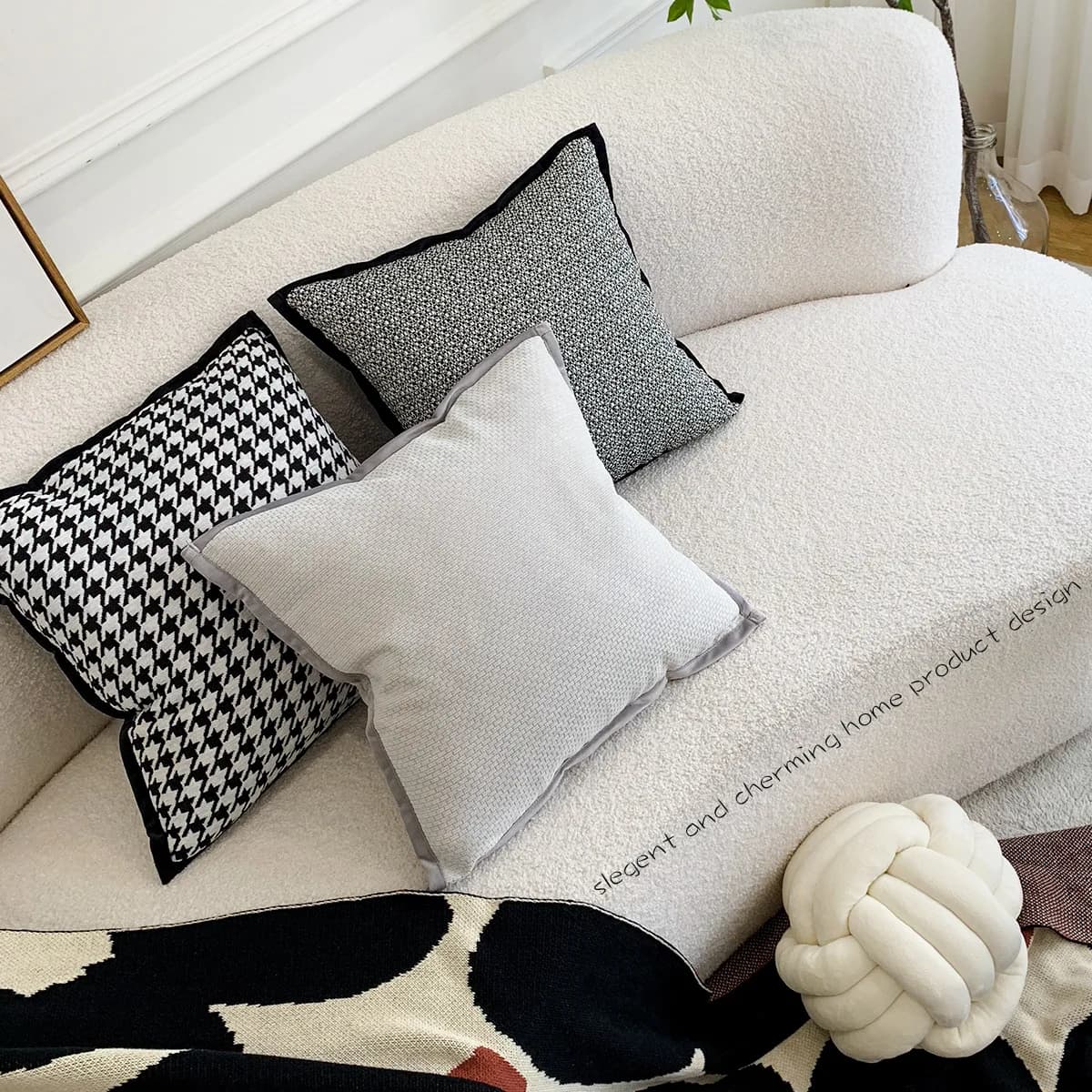Retro Qiandongge Cushion Cover Nordic ins style simple modern sofa living room car pillow bedside cushion back