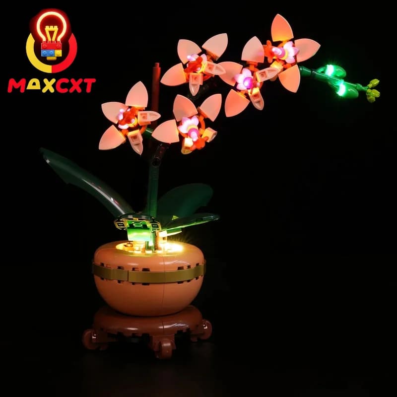 MAXCXT Set di luci a LED per LEGO 10343 Mini Orchidea Lampada decorativa fai da te con scatola batteria (Non include il set di blocchi di costruzione Lego ）