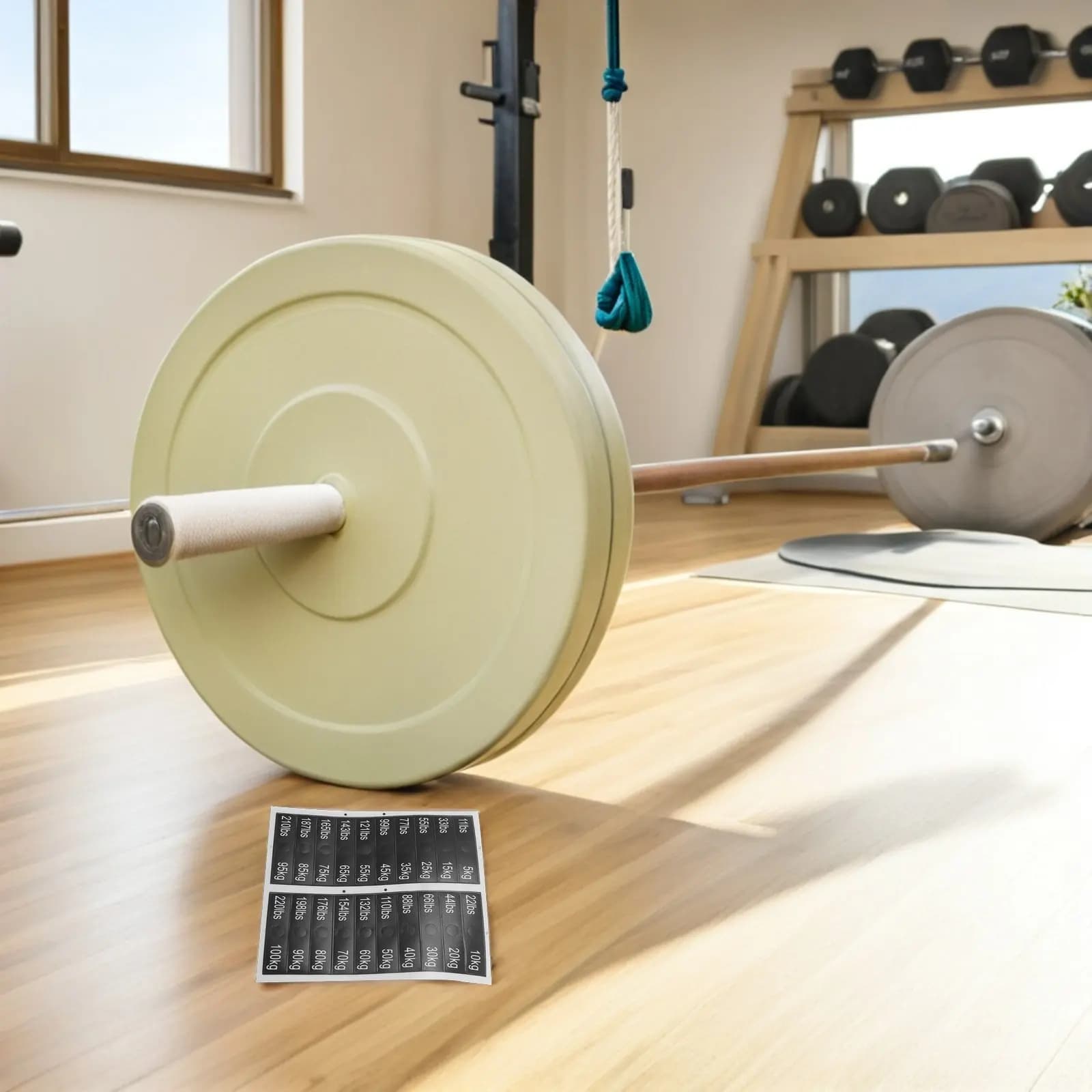 3 Fogli di Etichette per Pesi da Palestra, Adesivi in PVC Resistenti per Attrezzature Fitness, Numeri da 5-100Kg per Piastre di Peso e Manubri