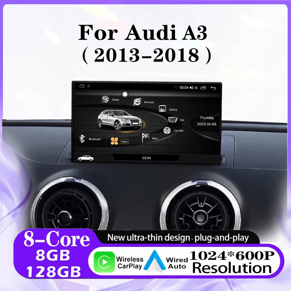 Android 16 Auto Carplay For Audi A3 2013 2014 2015 2016 2017 2018 Car Radio Multimedia GPS Navigation 4G WIFI DSP Head Unit