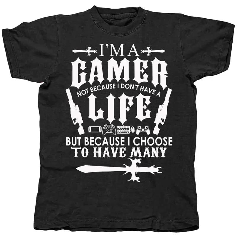 Maglietta divertente da uomo Gamer Life per lui o il suo film della cultura pop