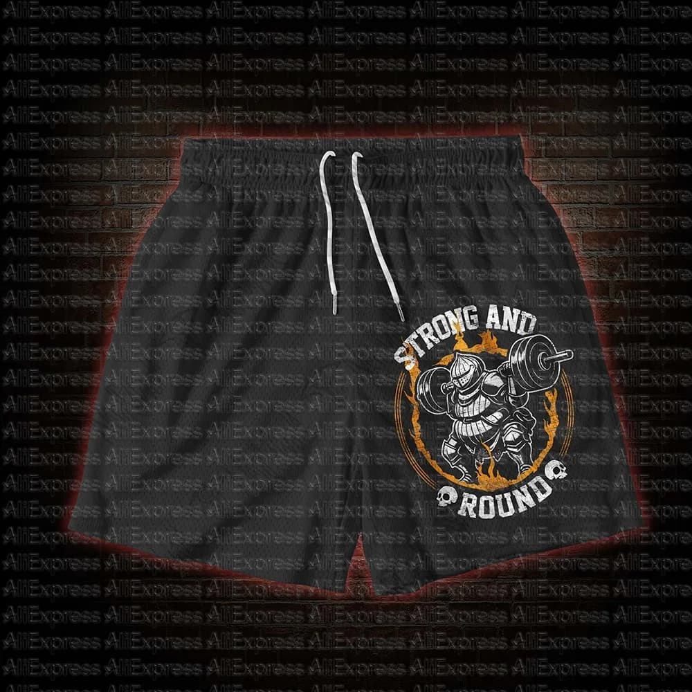 Flame Skull Heavy Armor Dumbbell American Niche Strength Training 3D Printed Shorts for Men and Women Sports and Fitness Shorts