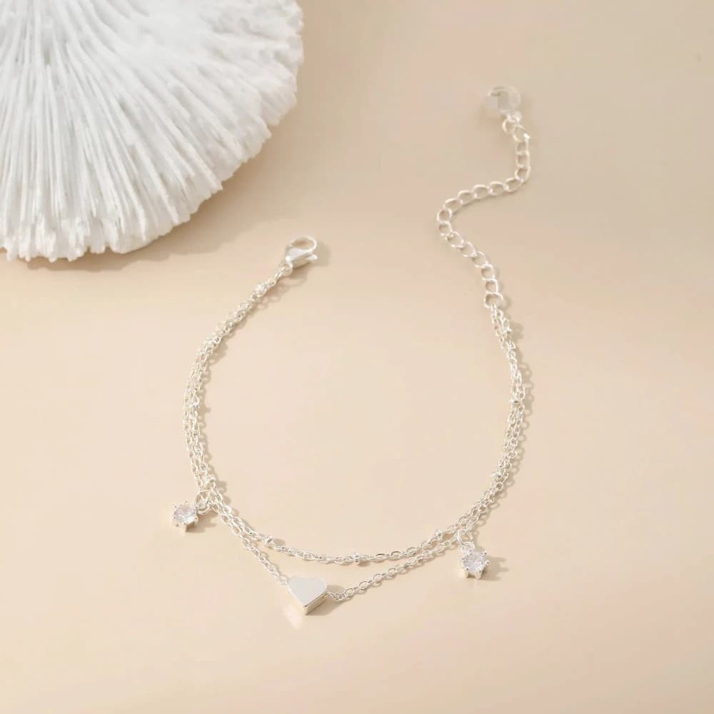 Bracciale in argento sterling 925 con ciondoli in cristallo zircone per donna, elegante gioiello da matrimonio 18+5 cm