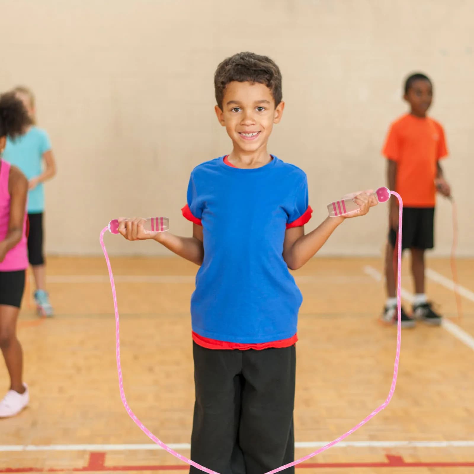 Adjustable Children Jump Rope Wooden Handle Portable Skipping Ropes for Kids Cardio Fitness Balance Coordination Training