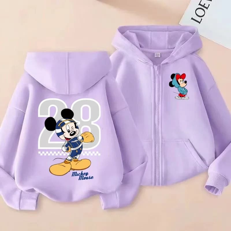 Felpa con cappuccio e zip per bambini Disney Mickey Fun Racing No.28