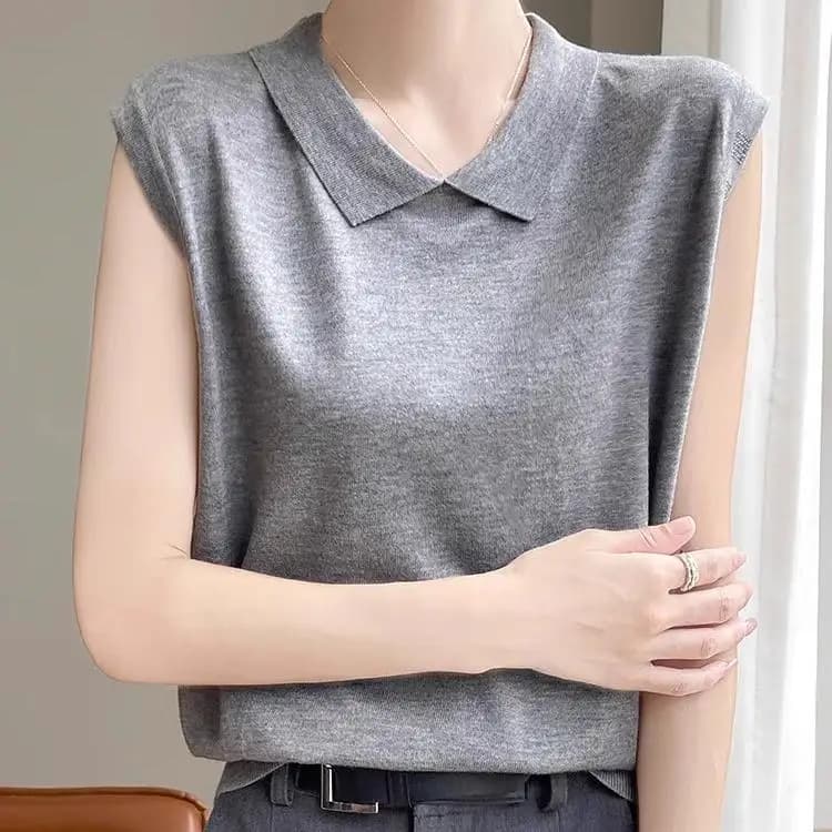 Chic Doll Collar Sleeveless Vest Women's Spring Autumn New Design Base Layer Elegant Shirt No Sleeve Underwear Tank Top