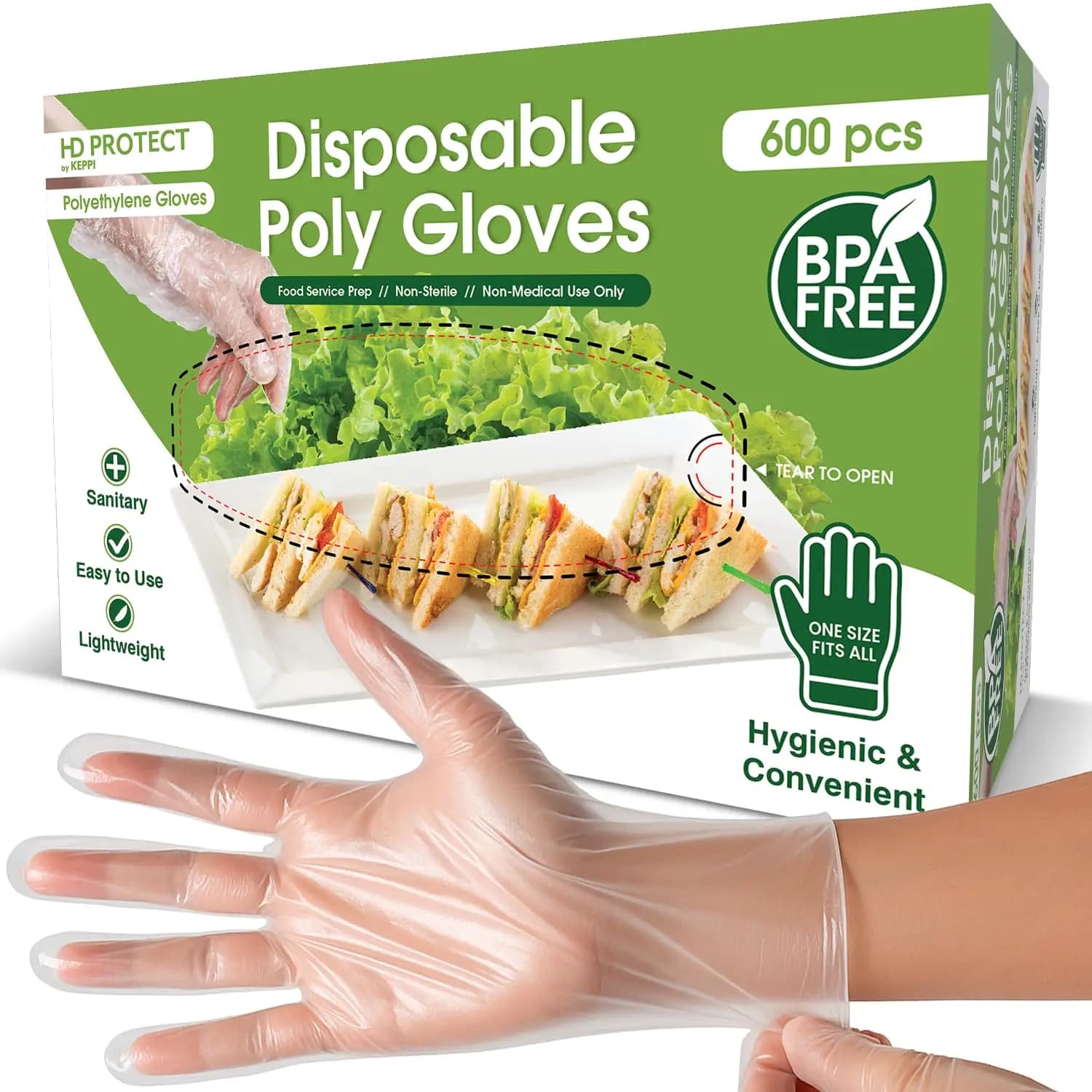 600 Pack Disposable Food Prep Gloves – Clear Polyethylene, Latex- BPA & Powder-Free – Bulk Kitchen Gloves for Cooking, Catering,