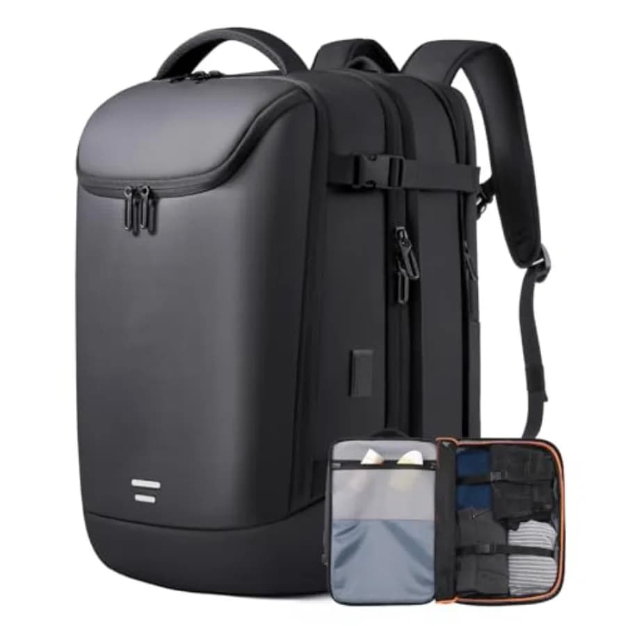 Zaino da viaggio espandibile approvato per il trasporto aereo, con scomparto per laptop da 17,3 pollici e porta USB per la ricarica, borsa impermeabile per affari.
