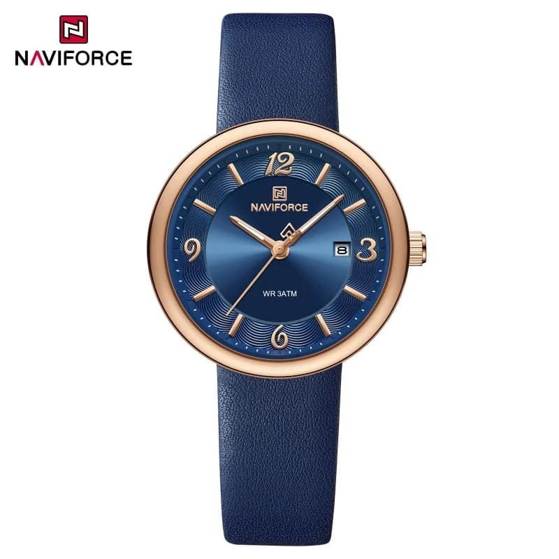 NAVIFORCE Nuovo Orologio al Quarzo da Donna, Quadrante Floreale Leggero, Impermeabile 3ATM, Cinturino in PU, Elegante Orologio da Polso Femminile
