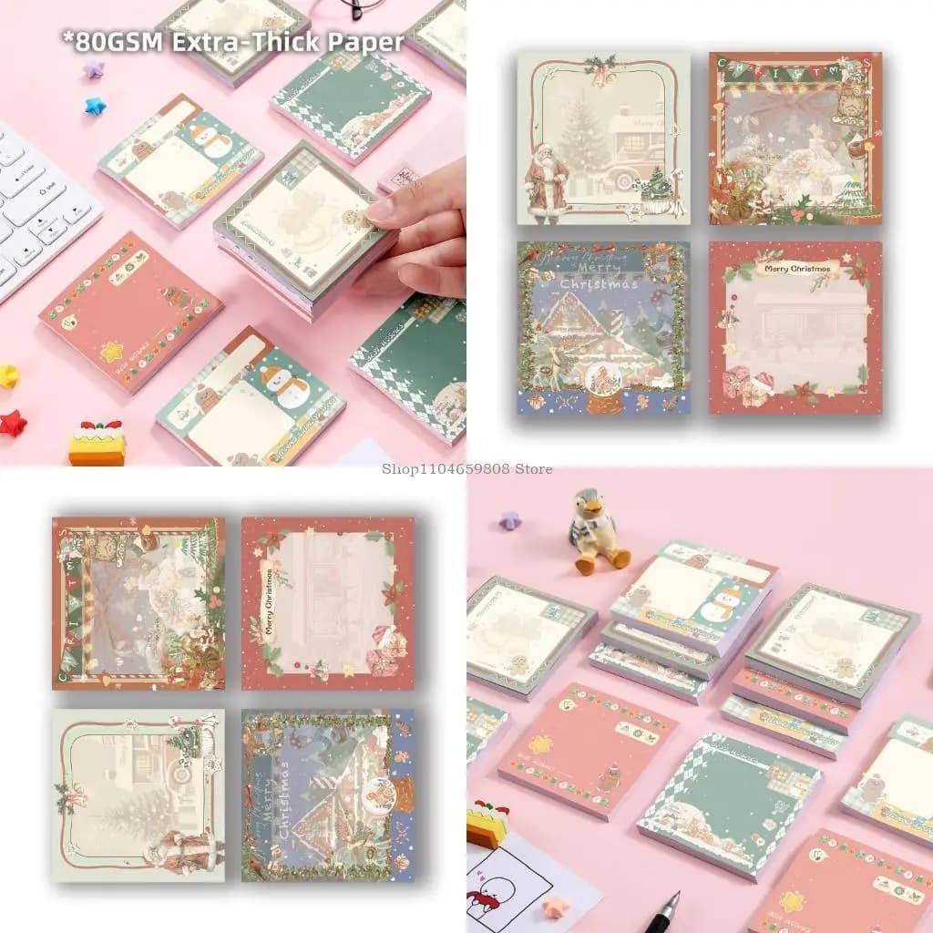 Set taccuini adesivi con note adesive natalizie con motivo natalizio