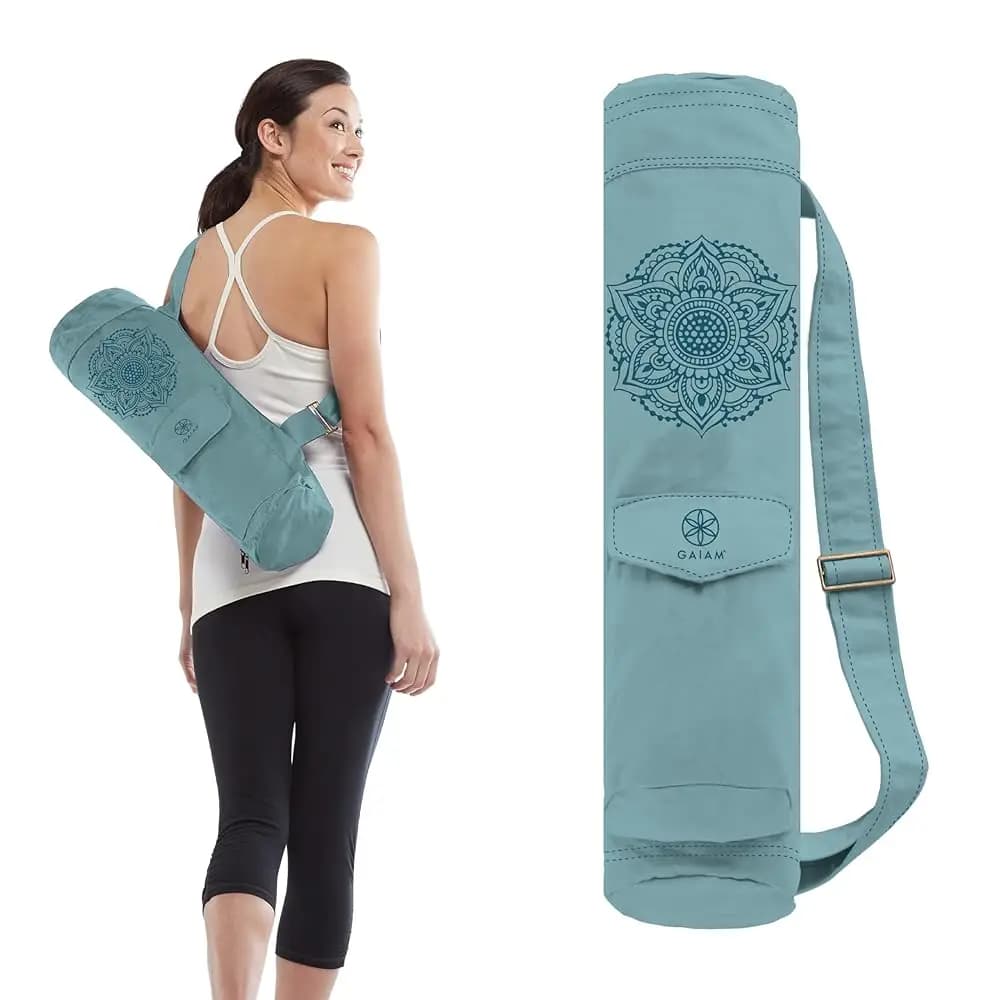 Borsa porta tappetino yoga Cargo, custodia per tappetino yoga con cerniera integrale e tracolla regolabile, tasca frontale ed esterna per telefono con fessura per auricolari, elegante