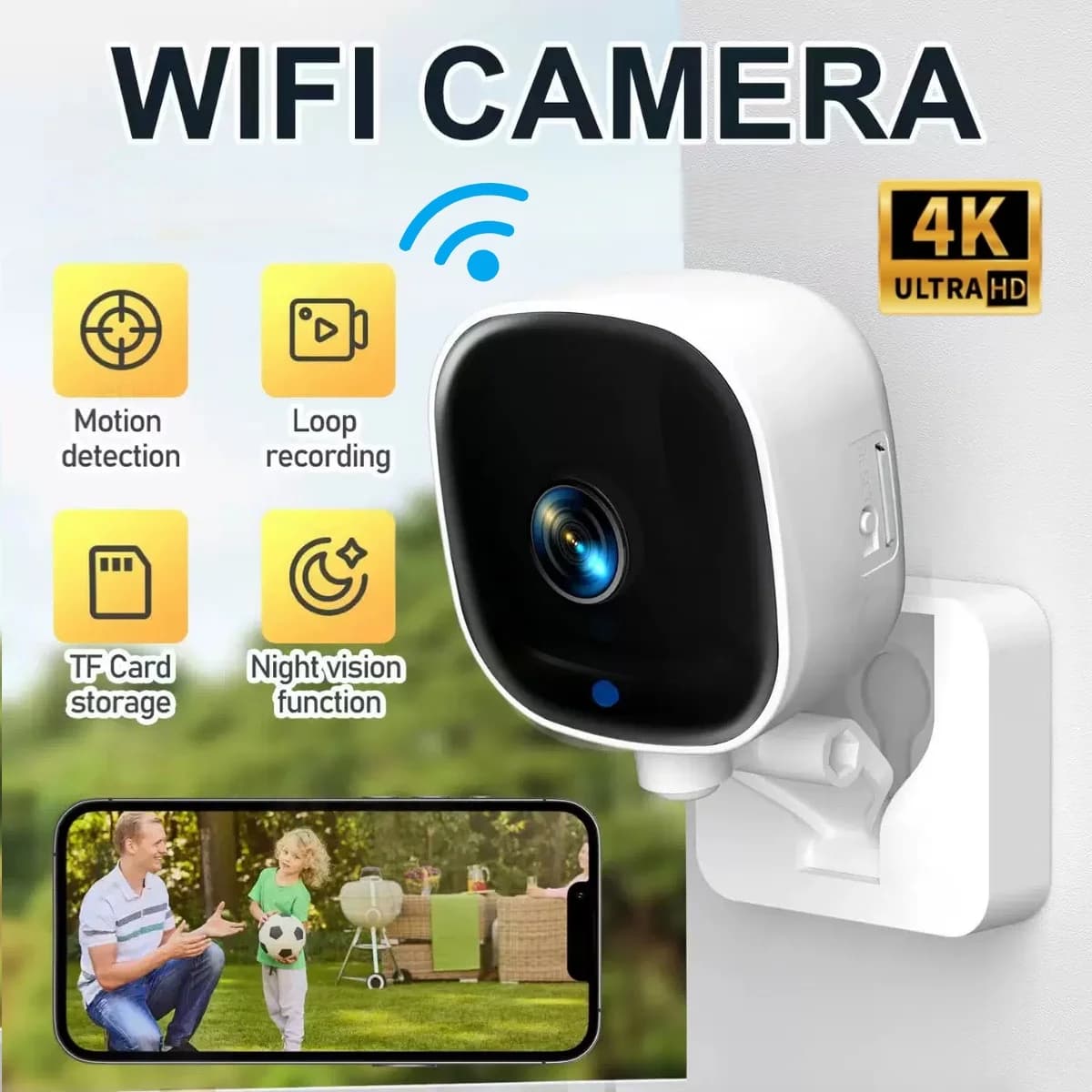 Telecamera di Sorveglianza Lenovo per Finestre, Monitoraggio Remoto WiFi tramite Smartphone, Telecamera HD 30W con Visione Notturna