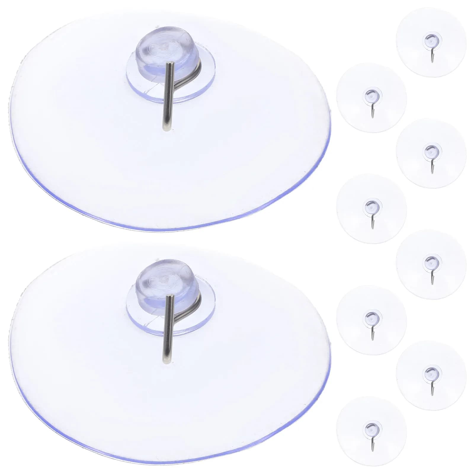 10 ganci a ventosa in PVC e acciaio inossidabile, senza danni per la parete, per appendere asciugamani in bagno e cucina, riutilizzabili.