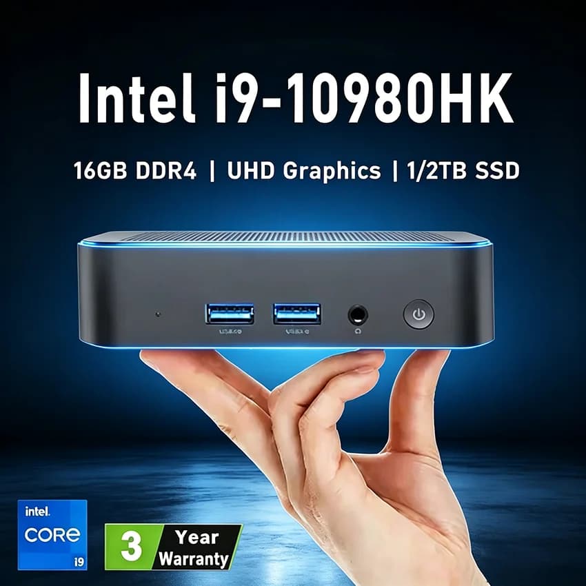 Mini PC portatile Intel i9-10980HK con Windows 11 Pro, 16/32GB RAM, 1TB SSD, PC da gioco, WIFI 6, BT5.2, 4K HD, Mini PC da gioco desktop