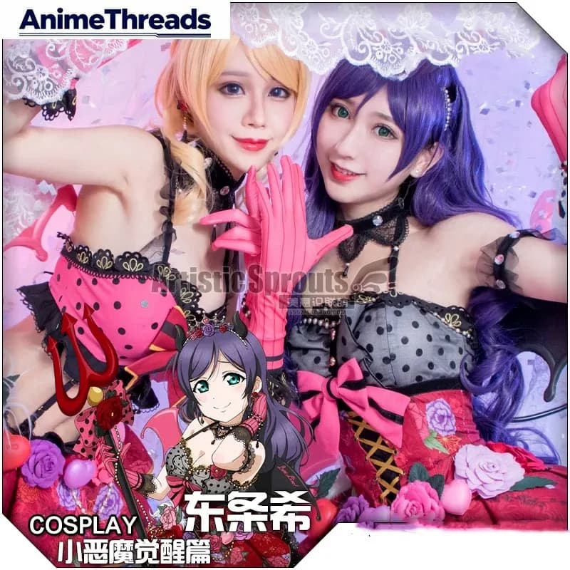 Costume Cosplay di Tojo Nozomi da 'Lovelive', Uniforme da Piccola Diavola per Donne, Abbigliamento per Giochi Anime, Feste e Halloween
