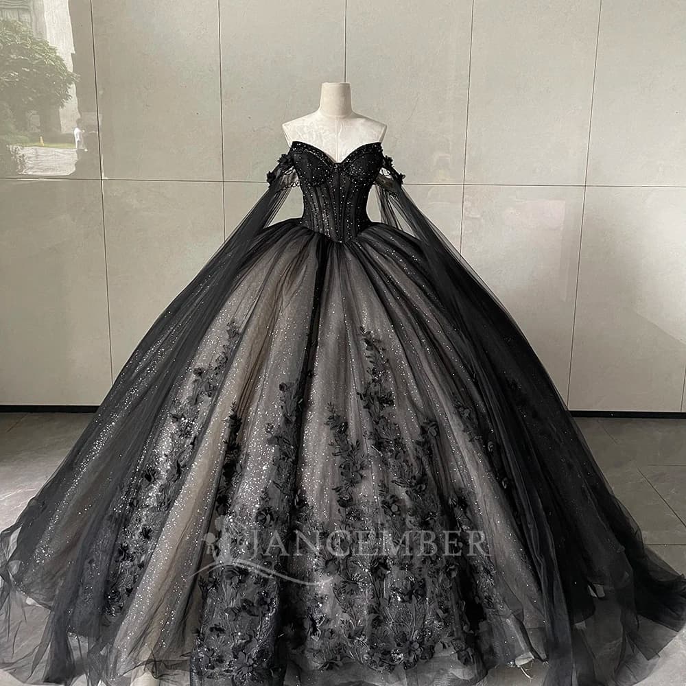 2025 Abito da ballo con spalle scoperte Abiti stile Quinceanera Perline Pizzo di cristallo Personalizzato Tull Sweet 16 15 Compleanno Vestido De 15 Anos Pro