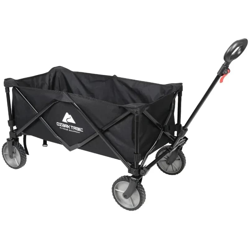 Carrello grande multiuso Ozark Trail, carro nero, maniglia telescopica da 24 pollici di altezza, spazio compatto, ampio spazio di archiviazione