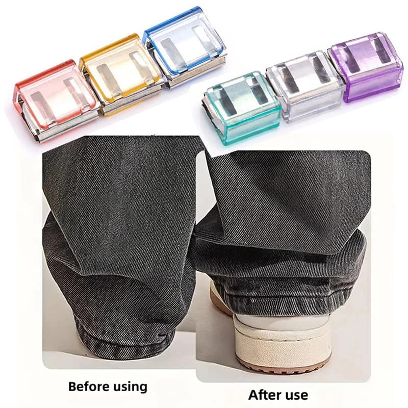 Clip per orlo regolabili da 10 pezzi per maniche da pantaloni, clip invisibile per accorciare le gambe, clip per abbigliamento antiscivolo per accorciare istantaneo