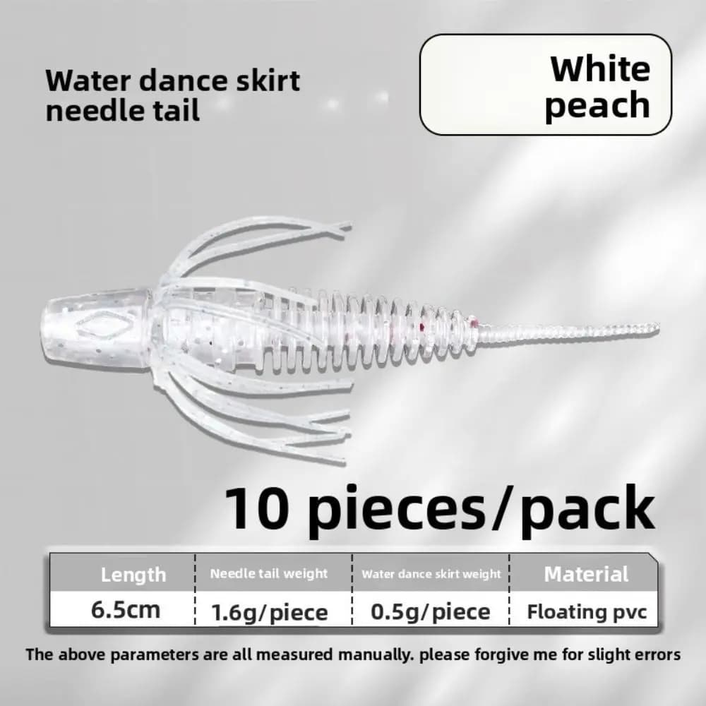 10pcs Set Threaded Light Water Dance Skirt Apron Soft Material Black Pit Floating Soft Bait Wild Design Needle Tail Swimbait