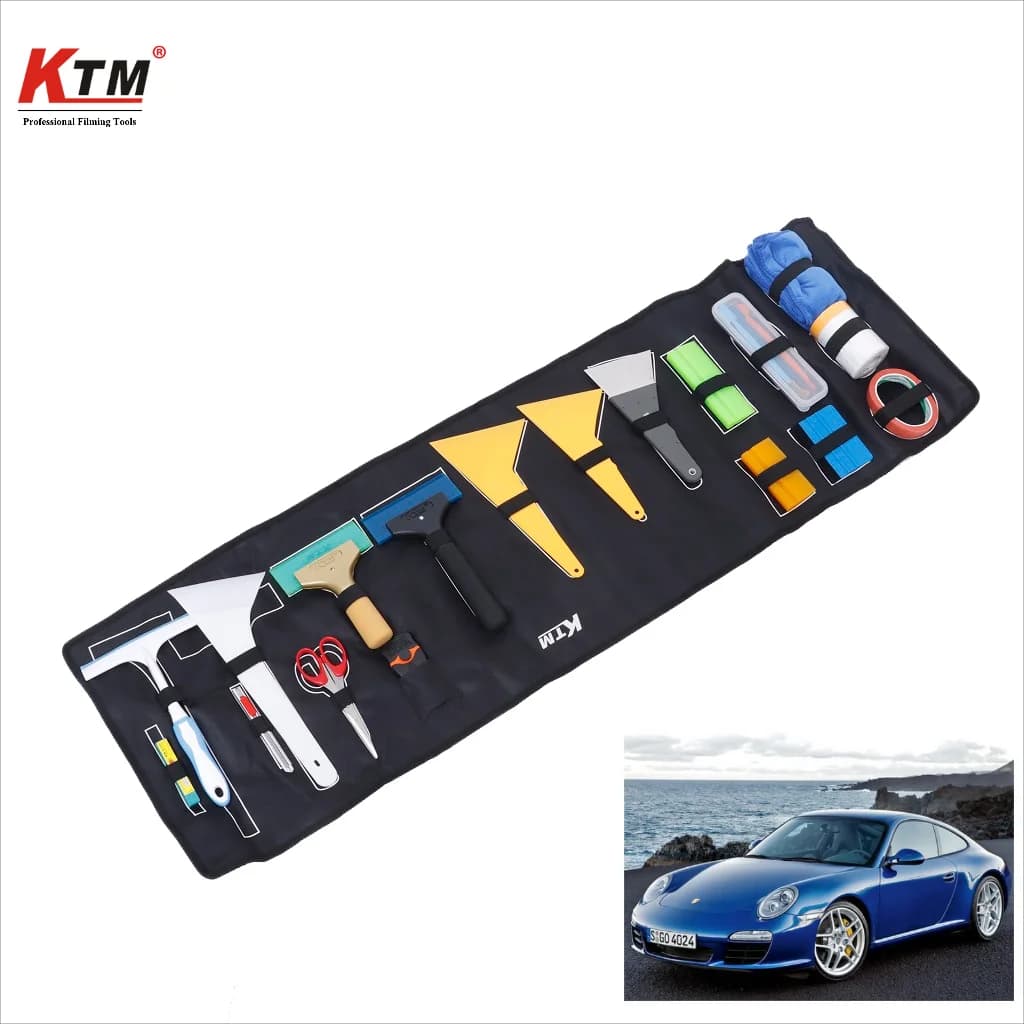 KTM 18 Pz/set Kit di Strumenti per Involucro di Pellicola per Auto Set di Spatola per Vinile Raschietto Taglierina per Veicolo Finestra Strumenti di Avvolgimento Tinta Spatola in Vinile Auto