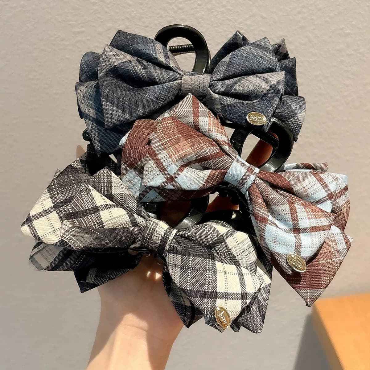 1 pezzo/2 pezzi, nuovo fermaglio per capelli a fiocco scozzese a contrasto in stile britannico per autunno e inverno, classico fermaglio a clip in tessuto vintage per il retro della testa