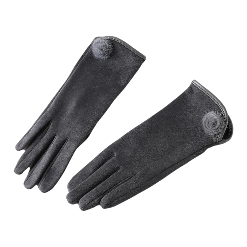 Simple Fleece Suede Gloves Full Finger Touch Screen Winter Women's Gloves Warm Anti Cold Cycling Mittens Female