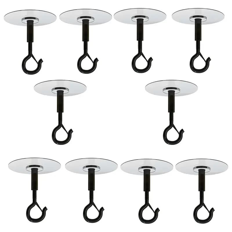 B97A-Ceiling Hooks No Hole No Drilling Adhesive For Hanging Plants, Lights Wind Chimes Lantern-Sticky J Hooks Eye Hook