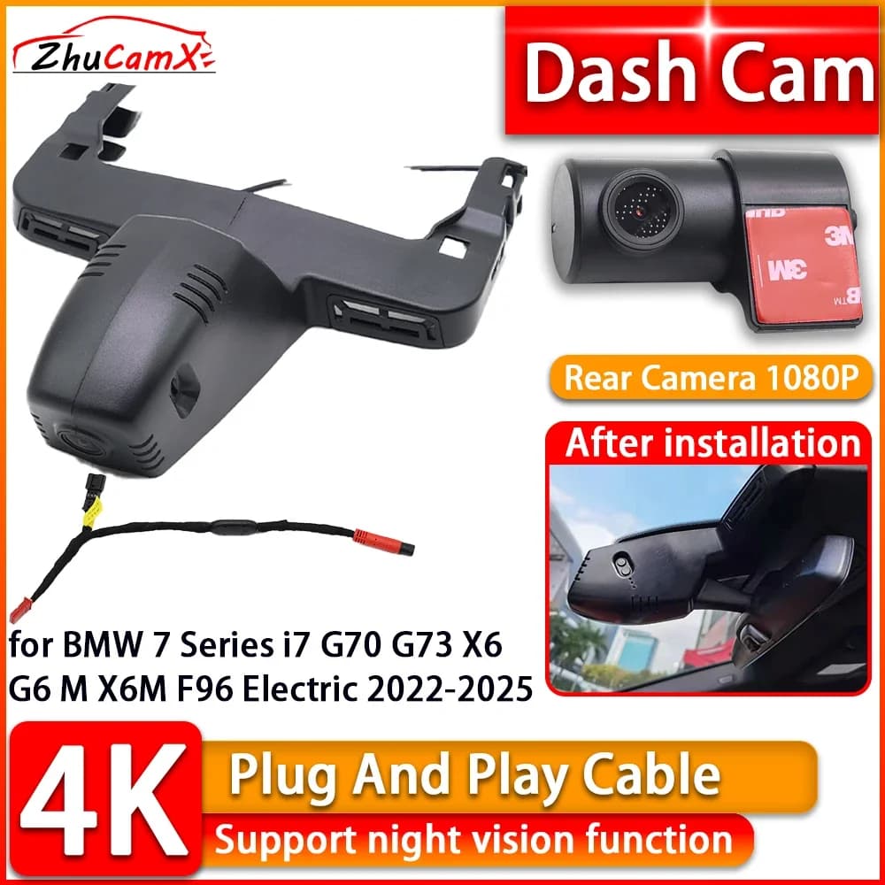 Telecamera Anteriore e Posteriore Plug and Play per BMW Serie 7 i7 G70 G73 X6 G6 M X6M F96 Elettrica 2022-2025, Registratore Video DVR 4K Dash Cam