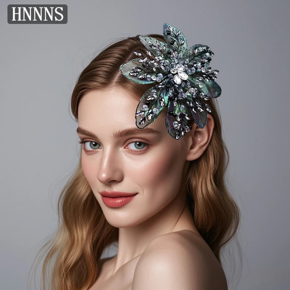 TOPQUEEN Fermaglio per capelli fiore in organza da sposa fatto a mano impreziosito da strass Copricapo da banchetto da donna squisito YXA178