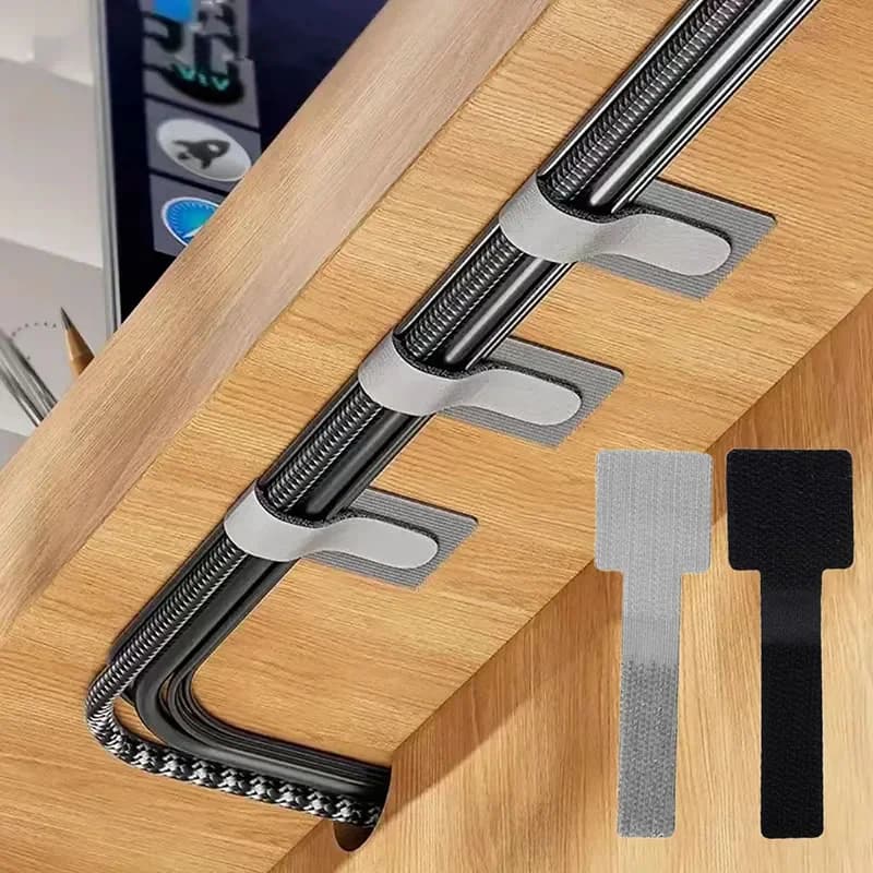 1Pack 10Pcs Portable Tie Reusable Self-adhesive Organizer, Suitable for Home Office Accessory Electronic Cable Management