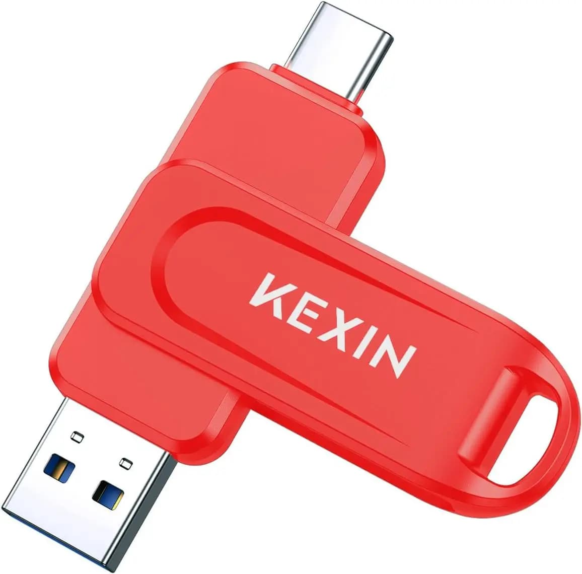 Chiavetta USB Dual 32GB 3.0 100MB/s con Porte USB-A e Type-C, Girevole, per Smartphone, Tablet, iPhone 15/16, Auto, Console di Gioco, Rossa