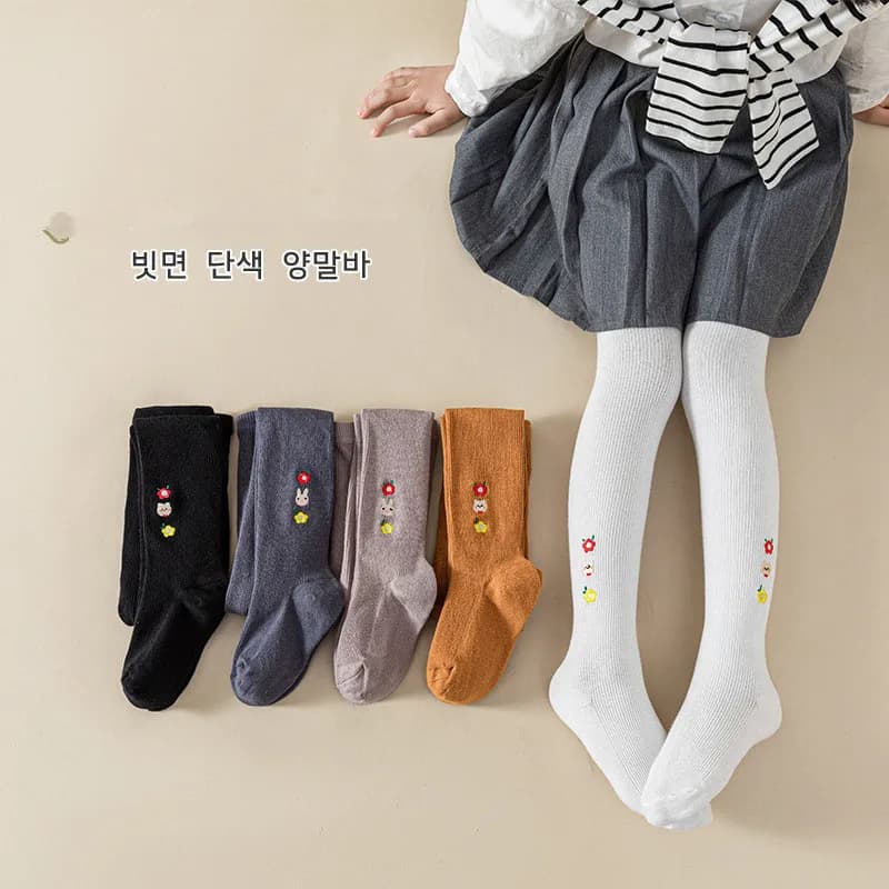 Primavera tinta unita lavorato a maglia collant per bambini in cotone doppio ago pantaloni attillati per ragazze simpatico animale cartone animato per ragazze indossano leggings