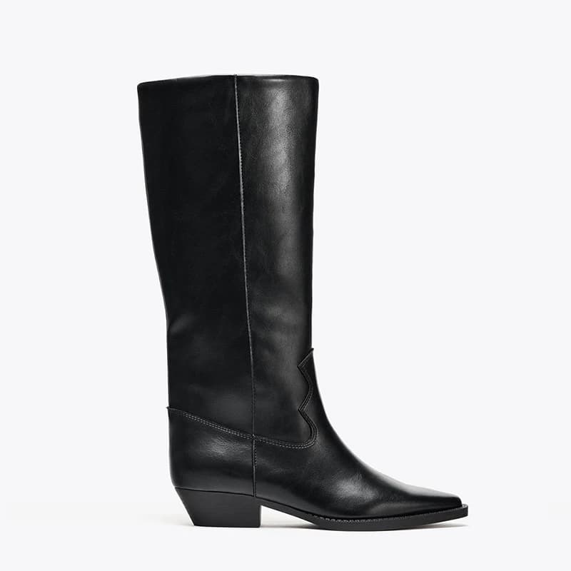 Retro Western Cowboy Boots Sharp Point High Tube Large Barrel Wrap Thick Heel Autumn Winter New Style over Knee Knight Boots