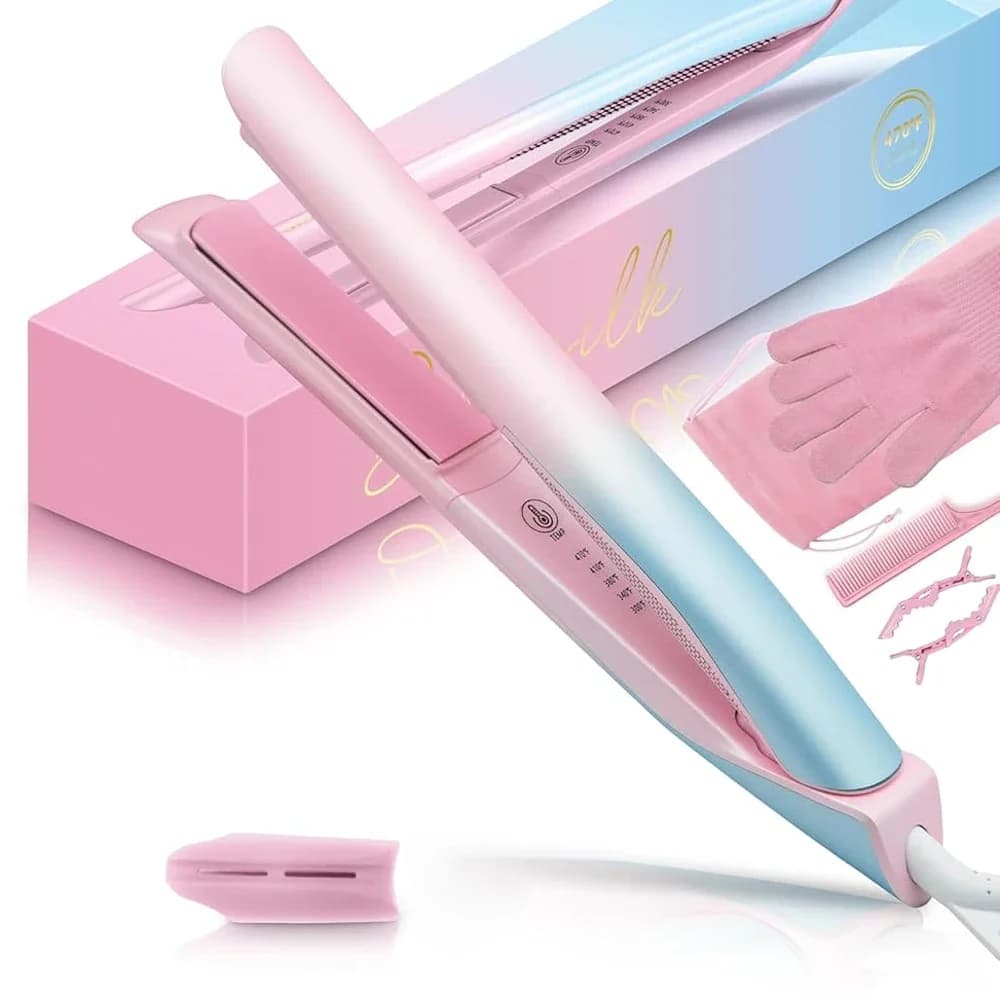 RUCHA 470 ° Hair plate 2 in 1 double voltage, 1 inch, ceramic, for smoothing and curling, quick heating in 30 seconds.