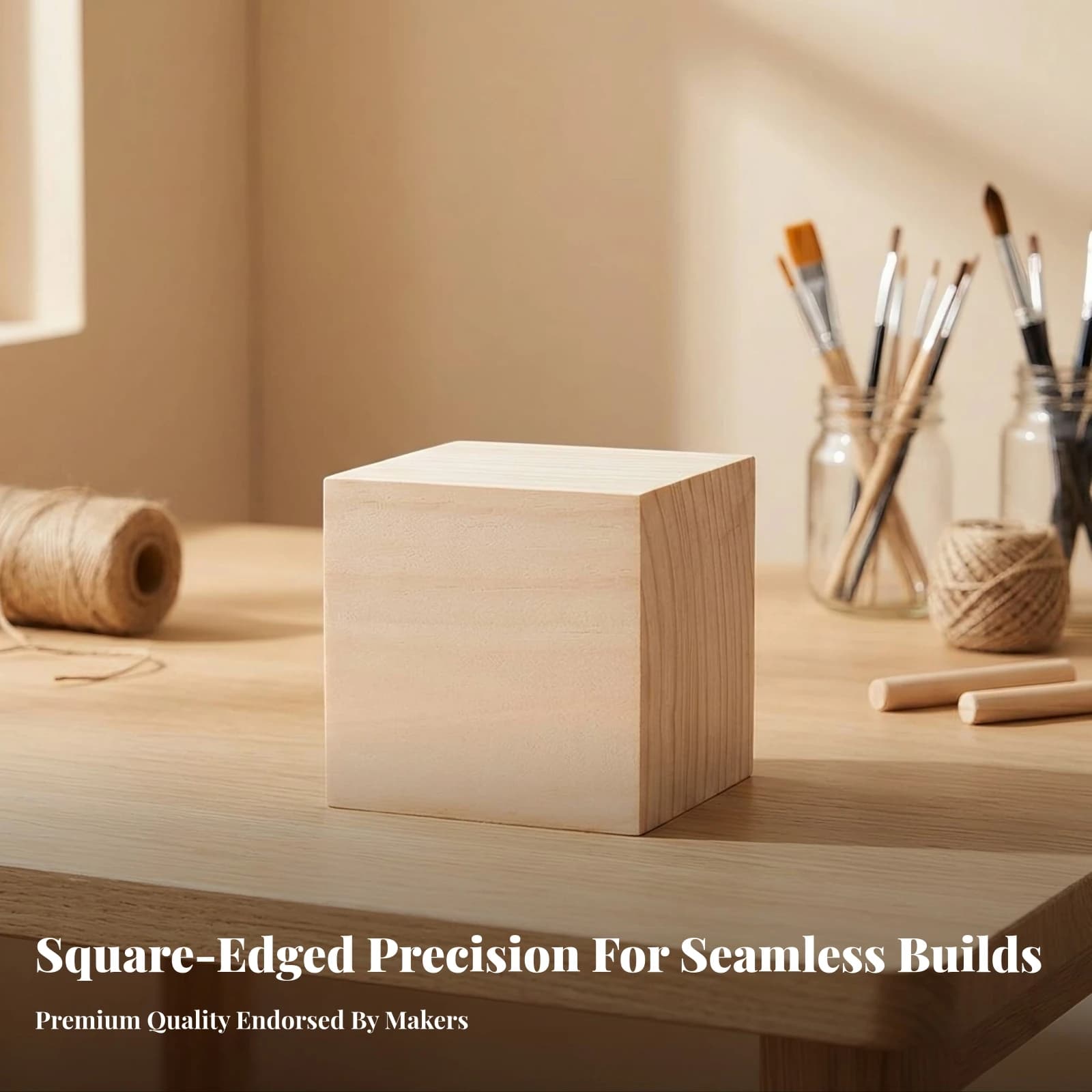 Unfinished Wood Cubes Smooth Square Blocks Wooden Cube Untreated Wooden Cubes Sturdy for Hobbyists, DIY Crafts, Model Making