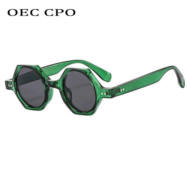 OEC CPO Polygon Punk Occhiali da sole Donna Designer di marca Steampunk Occhiali da sole rotondi Uomo UV400 Occhiali da vista unisex per esterni unici