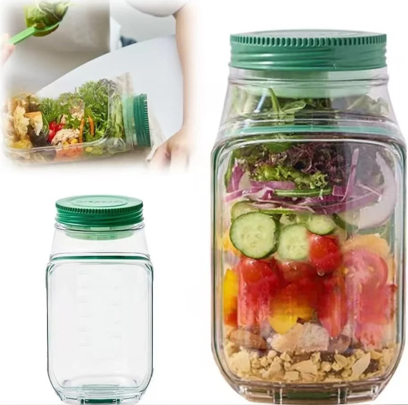 1 pz contenitore portatile all-in-one per insalata con coperchio ad apertura laterale riutilizzabile per mantenere fresco insalatiera fresca preparazione dei pasti all'aperto
