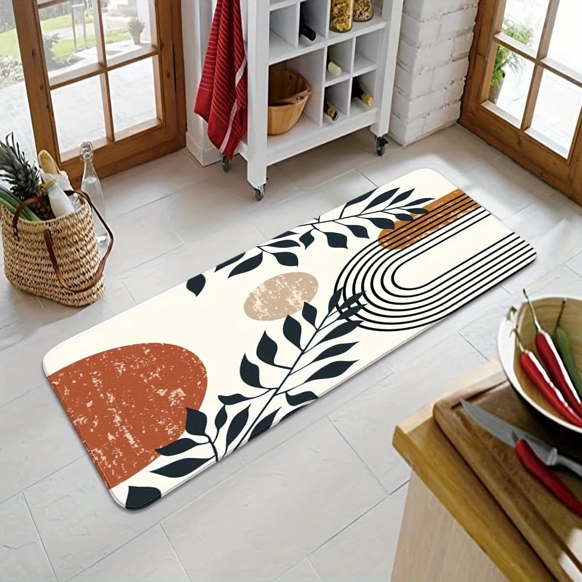 1PC Tappeto da cucina naturale e geometrico Tappetino per porta di casa antiscivolo Tappeto da bagno design pop Tappetino da bagno Tappeto per la casa Lavanderia Decor