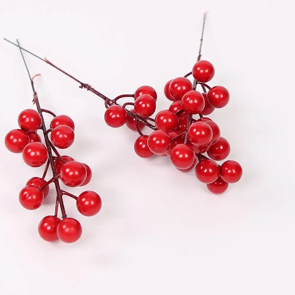 10Pcs Simulation Red Berry Branch Artificial Plant Ornament Home Wedding Decor Evening Party Supplies Banquet Arrangements