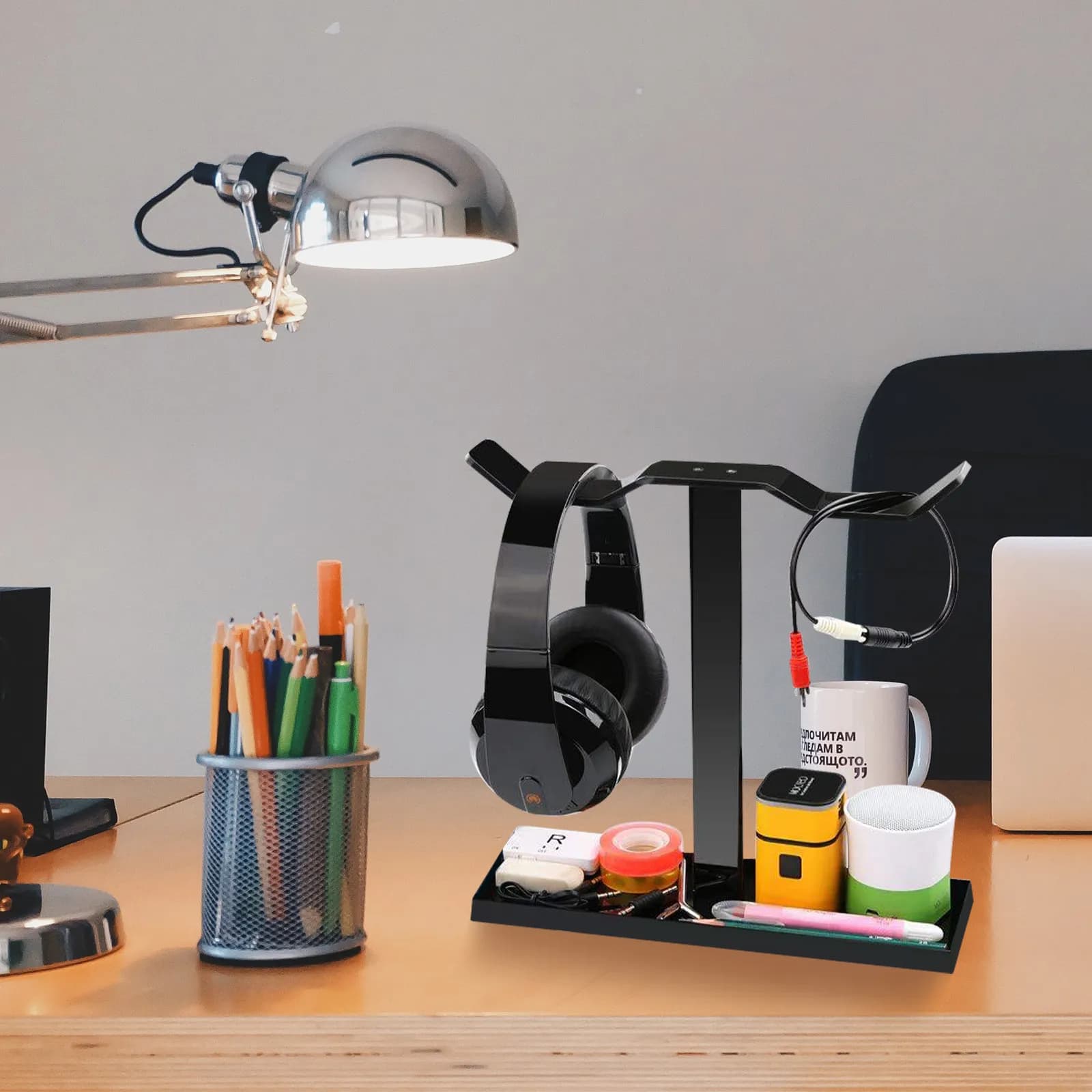 Premium Acrylic Headphone Holder Stand for Gaming Desk Headset Hanger Earphone Rack Organizer with Fine Workmanship Long Service