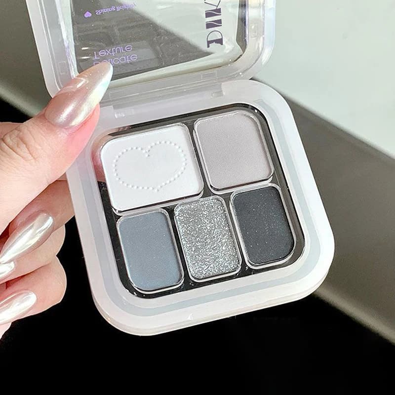 5 Color Punk Smokey Eye Shades Palette: Silver White, Concrete Grey, Dark Black, Matte And Bright, Long Life For Party Makeup