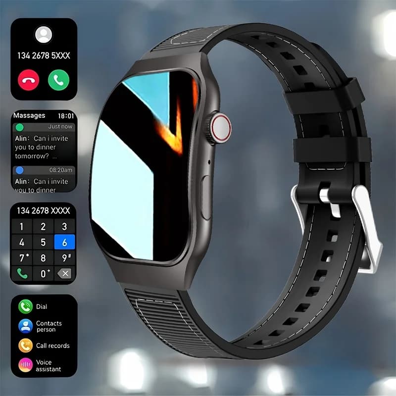 LAXASFIT New Smartwatch Men's Sottile Display AMOLED Curved 2.01 Inch, Bluetooth Calls, Sport and Fitness Monitoring, Women's Smartwatch