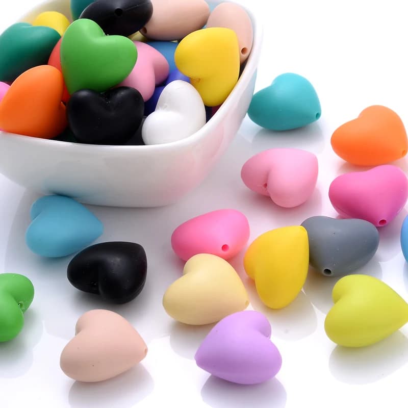 10 pz 18x20mm Per Bambini Food Grade Massaggiagengive Perline Cuore di Pesca Perline di Silicone per FAI DA TE Eco-Friendly Ciuccio Pinze Catena Beacelet