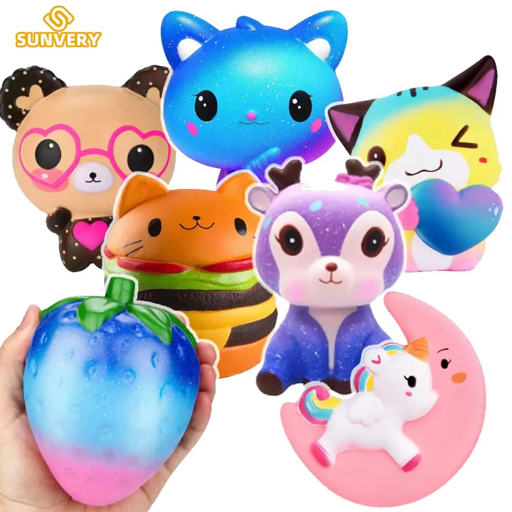 Jumbo Cartoon Figure Squishy Fidget Toys Lento aumento Spremere Giocattolo Simpatici Animali Coniglio Palla antistress Antistress Fidgets per i bambini