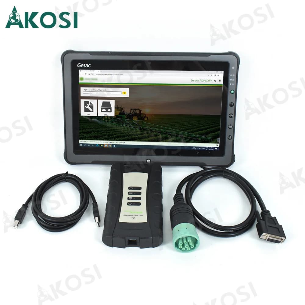 V5.3 Kit diagnostico per l'agricoltura e l'edilizia con collegamento dati elettronico per John Deere, Service Advisor EDL V3 Scanner Tool + tablet F110