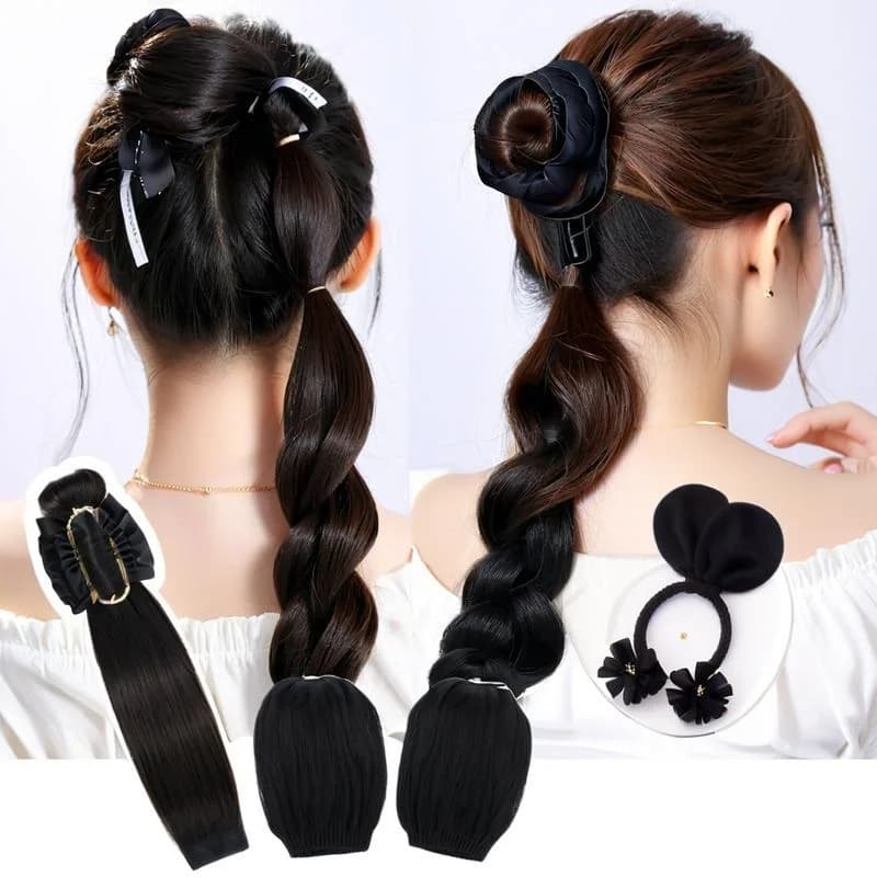 Donne Spugna Nera Styling Dei Capelli Asciugatrice Ciambella Panino Bigodino Maker Clip di Capelli Anello Braider Schiuma Magica Ciambella Torsione Accessori Per Utensili FAI DA TE