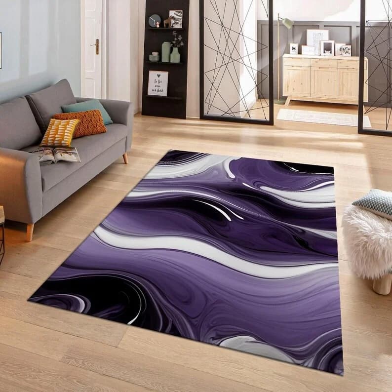 Tappeto viola con ondulazione dell'acqua Senso artistico semplice Soggiorno pieno di tappetini creativi Tappeto per porta decorazione domestica