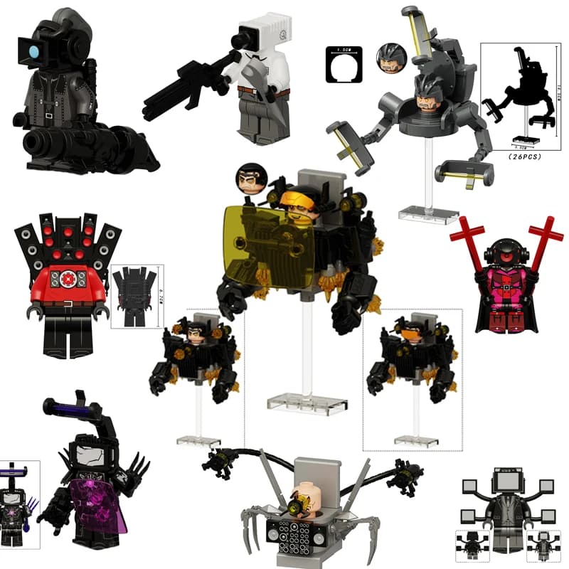 Compatibile con LEGO Skibidi Toilet MOC Robot astratto Building Blocks Monitor TV Man Figure delicate Mini modello di mattoni Giocattoli