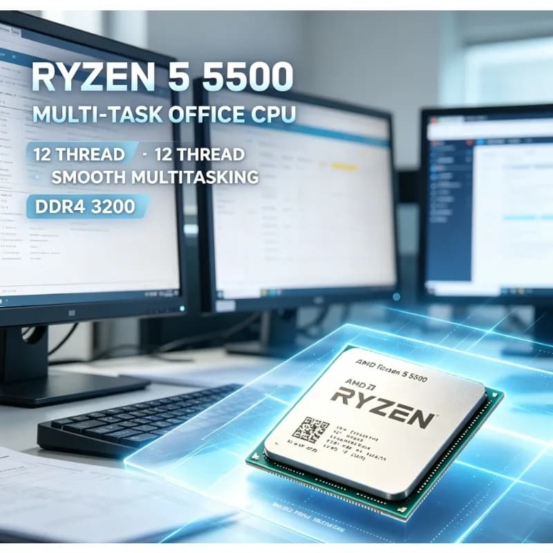 Ryzen 5 5500 AM4 Desktop Processor 7NM ZEN3 6 Core 12 Thread 3.6GHz Base 4.2GHz Boost 16MB L3 Cache 65W CPU Without Cooler