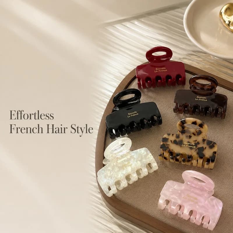 French Medium Hair Claw Clips Strong Hold Non Slip Acrylic Hair Barrettes Women Daily Office Travel Half Up Styling Accessories